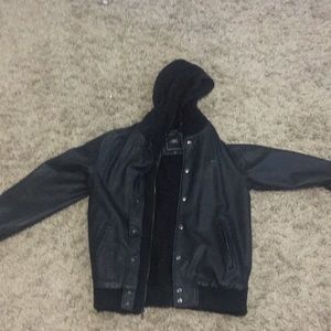 Men’s black obey zip up button jacket